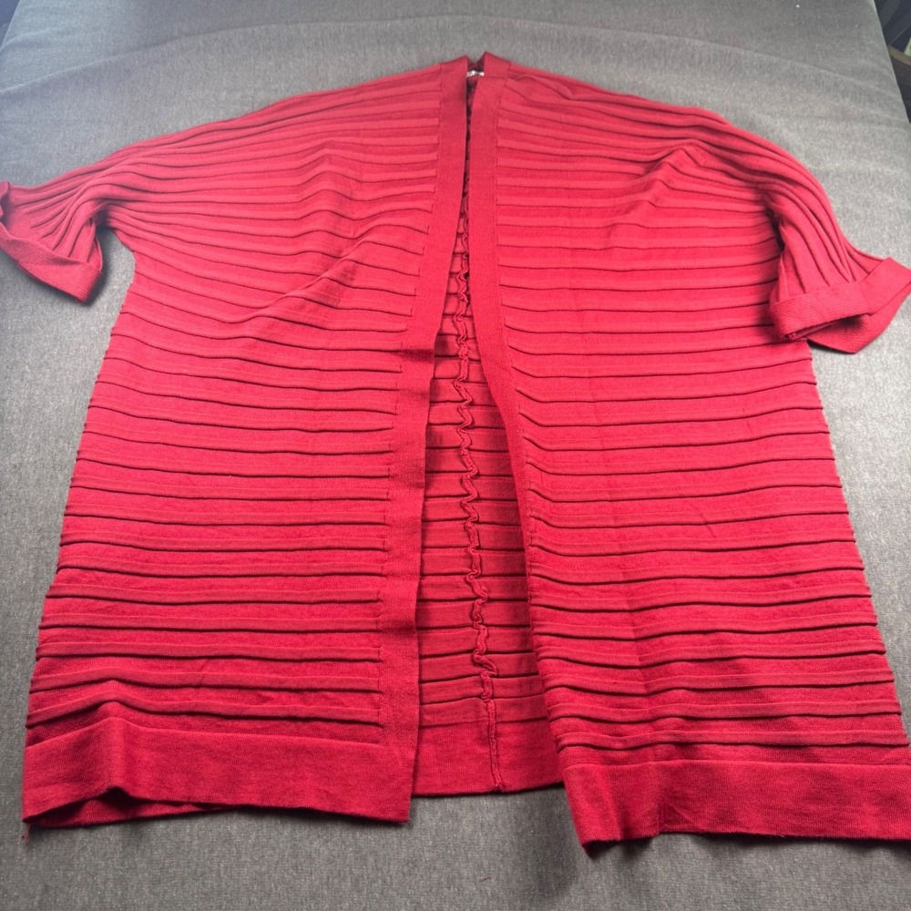HOTTOUCH Women's Red Ribbed Knit Open Front Long Sleeve Cardigan Sweater XL
